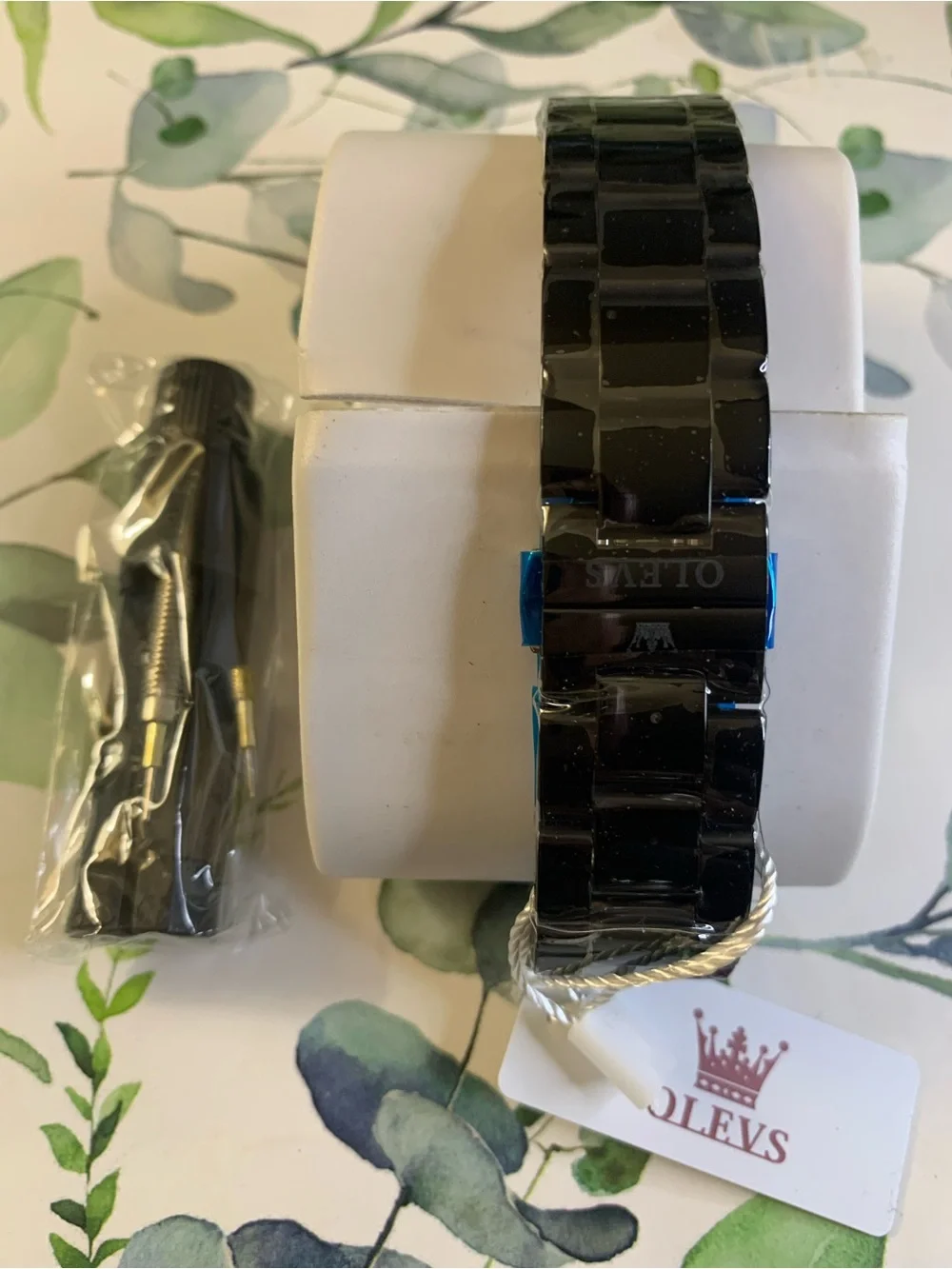 OLEVS Black and Gold Chronograph Watch with Multi Features